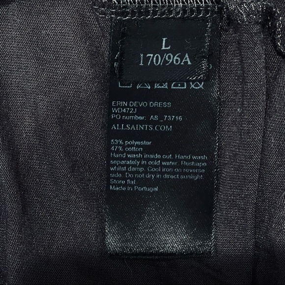 AllSaints Women's Washed Black Erin Devo Dress Size L - Picture 11 of 11